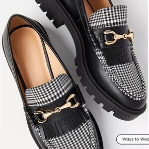 LOFT Black and White Loafers